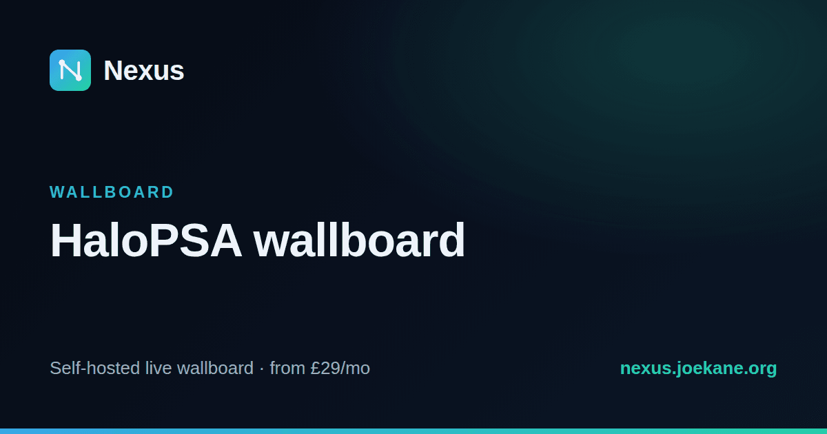 HaloPSA Wallboard — Nexus, the self-hosted live MSP wallboard